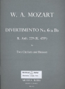 Divertimento B-Dur Nr.6 KVAnh.229 für 2 Klarinetten und Fagott Partitur mit Stimmen