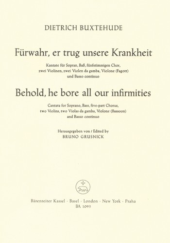 Frwahr er trug unsere Krankheit fr Soli (SB), gem Chor und Streicher Partitur und 6 Stimmen