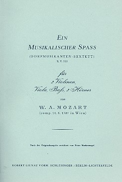 Ein musikalischer Spa KV522 fr 2 Hrner und Streichquartett Studienpartitur