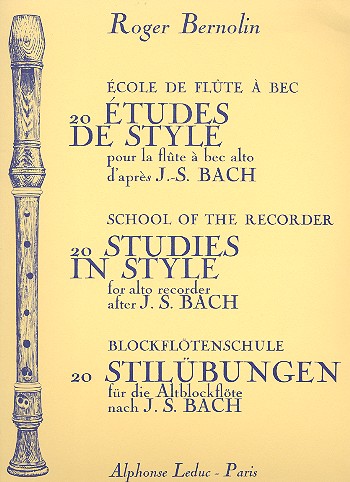 20 tudes de style d'aprs Jean Sebastien Bach pour flte  bec alto