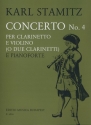 Konzert B-Dur Nr.4 fr Klarinette und Violine (2 Klarinetten) und Klavier