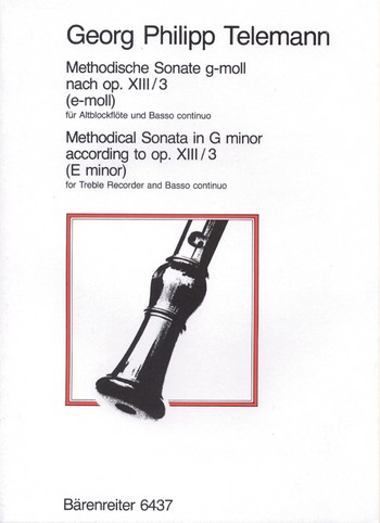 Methodische Sonate g-Moll nach op.13,3 fr Altblockflte und Bc Stimmen