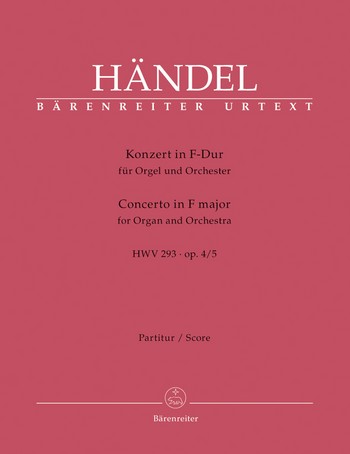 Konzert F-Dur op.4,5 für Orgel und Orchester Partitur