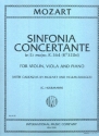 Symphonie concertante KV364 in e flat major for violin, viola and piano