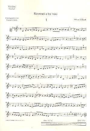 IX Ricercari für Streichtrio oder andere Instrumente Einzelstimme - Canto: Violine