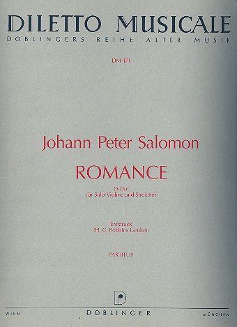Romance D-Dur fr Violine und Streicher Partitur