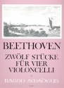 12 Stcke fr 4 Violoncelli Partitur und Stimmen