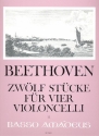 12 Stcke fr 4 Violoncelli Partitur und Stimmen