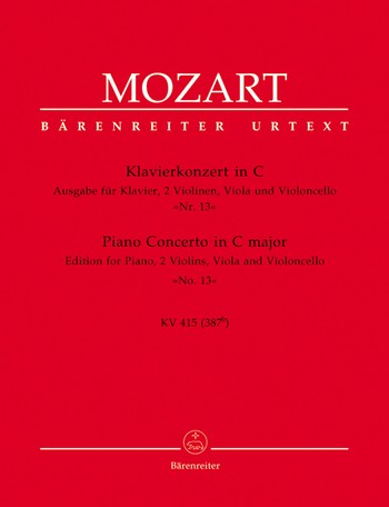 Konzert C-Dur KV415 fr Klavier und Orchester fr Klavier und Streichquartett