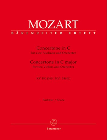 Concertone c-dur kv190 fuer 2 violinen und orchester partitur