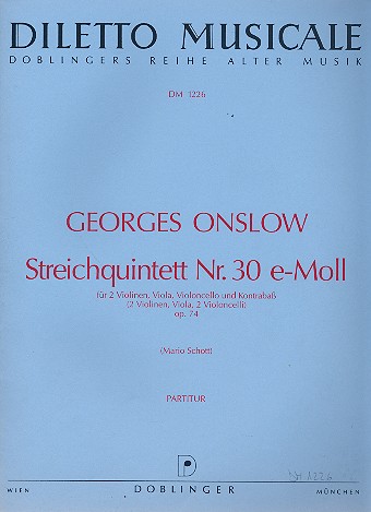 Streichquintett e-Moll Nr.30 op.74 fr 2 Violinen, Viola, Violoncello und Kontraba (Vc) Partitur