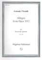 Allegro from op.3,12 for 4 recorders (AATB) score and parts