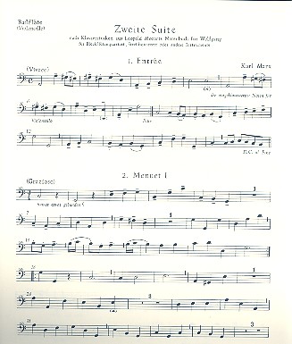 Suite Nr.2 nach Klavierstcken von Leopold Mozart fr 4 Blockflten (SATB) Bablockflte