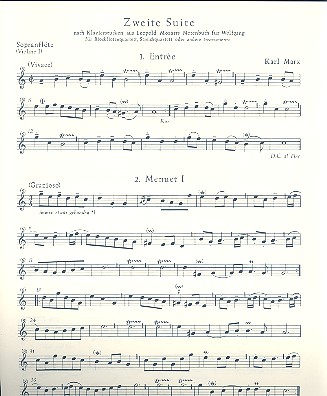 Suite Nr.2 nach Klavierstcken von Leopold Mozart fr 4 Blockflten (SATB) Sopranblockflte