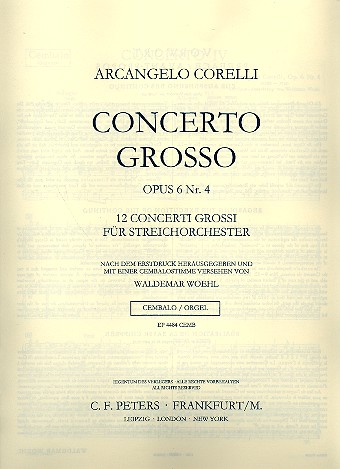Concerto grosso D-Dur op.6,4 fr 2 Violinen, Violoncello, Streicher und Bc Cembalo