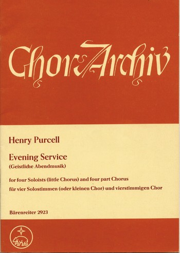 Evening Service Geistliche Abendmusik fr 4 Solostimmen (kl. Chor) und gem Chor Partitur