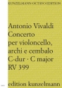 Konzert C-Dur RV399 für Violoncello, Streicher und Bc Partitur