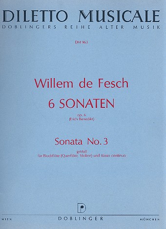 Sonate F-Dur op.6,3 fr Blockflte (Flte/ Violine) und Bc