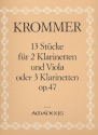 13 Stcke op.47 fr 2 Klarinetten und Viola (3 Klarinetten) Stimmen