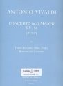 Concerto D major RV94 for treble recorder, oboe, violin, bassoon and bc Partitur und Stimmen