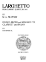 LARGHETTO KV581 FOR CLARINET quintet, score+parts HITE, D.L., ARR.