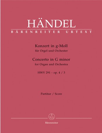 Konzert g-Moll HWV291 op.4,3 fr Orgel und Orchester Partitur