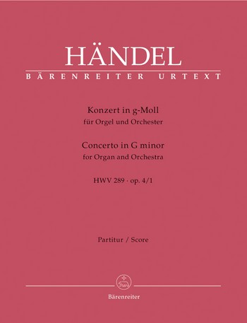 Konzert g-Moll HWV289 op.4,1 für Orgel und Orchester Partitur