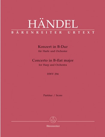 Konzert B-Dur HWV294 fr Harfe und Orchester Partitur