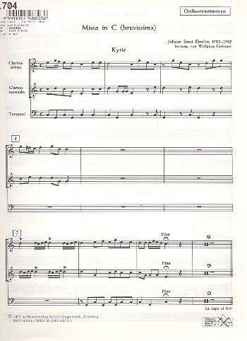 Missa C-Dur fr Soli, Chor, Orgel und Orchester Trompete 1/2,     Pauke