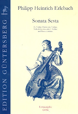 Sonata sesta fr Violino picolo (Violinel), Viola da gamba (Violine 2) und Bc Partitur und Stimmen