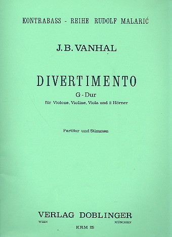 Divertimento G-Dur für Violone, Violine, Viola und 2 Hörner Partitur und Stimmen
