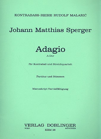 Adagio A-Dur fr Kontrabass und Streichquartett Partitur und Stimmen