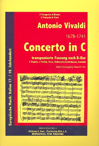 Concerto C-Dur RV537 fr 2 Trompeten, Streicher und Cembalo fr 2 Trompeten und Klavier, transponiert nach B-Dur