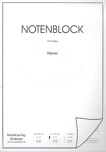 Notenblock 12 Systeme mit Hilfslinien Din A4, 100 Seiten, 50 Bltter 