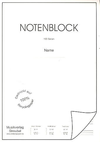 Notenblock 14 Systeme mit Lineatur fr Texteintrge Din A4, 100 Seiten, 50 Bltter 50 Bltter, Recyclingpapier