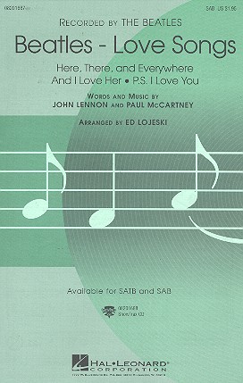 Beatles Love Songs for mixed chorus (SAB) and piano score