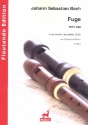 Fuge Nr.11 aus dem Wohltemperierten Klavier 2 BWV880 für 3 Blockflöten (SAB) Partitur und Stimmen