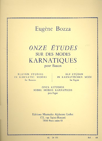 11 tudes sur des modes karnatiques pour basson 11 Etden in karnatischen Modi fr Fagott