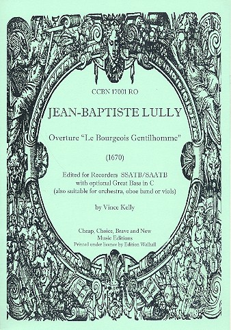 Ouverture Le Bourgeois Gentilhomme for 5 recorders (SSATB/SAATB) score and parts