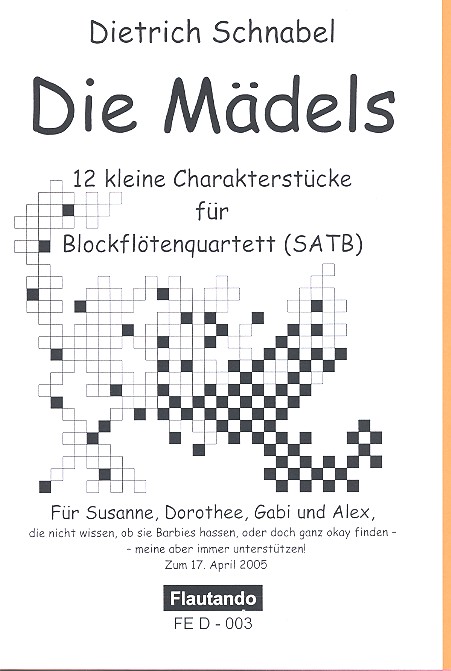 Die Mdels fr 4 Blockflten (SATB) Spielpartitur 12 kleine Charakterstcke