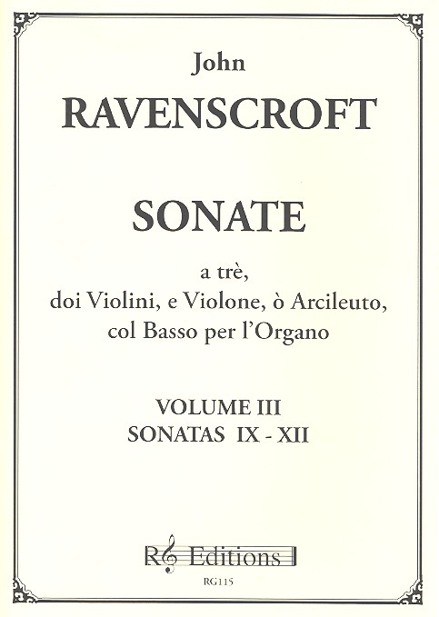 Sonate a tre vol.3 (no.9-12) per 2 violine, violone (arcileuto) col basso per l'organo,  parti