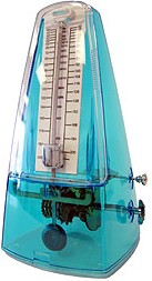 Metronom mechanisch mit Glocke Acryl, transparent blau
