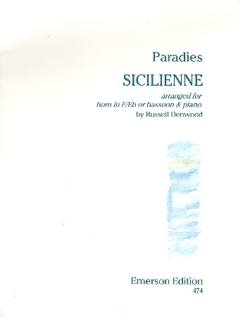 Paradies Sicilienne for horn in f or e flat or bassoon and piano