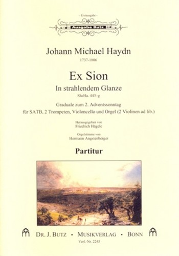 Ex Sion fr gem Chor, 2 Trompeten, Violoncello und Orgel (2 Violinen ad lib) Partitur (dt/lat)