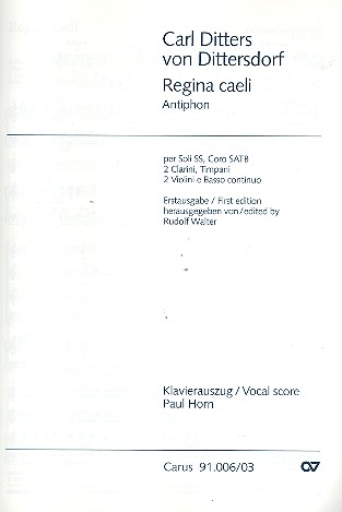 Regina coeli fr Soli, gem Chor und Orchester Klavierauszug