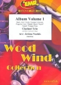 Album vol.1 for 3 clarinets and piano (keyboard/organ) (percussion ad lib) score and parts