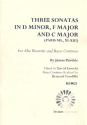 3 Sonatas  for alto recorder and Bc (Bc realized) score and parts