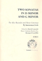 2 Sonatas in D minor and G minor for alto recorder and Bc score and parts (Bc realized)