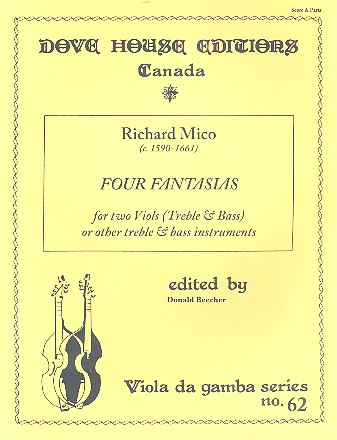 4 Fantasias for 2 viols (treble instrument aand bass instrument) score