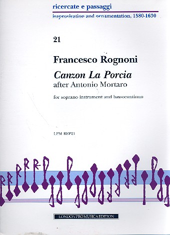 Canzon La porcia for soprano instrument (voice) and Bc score and parts